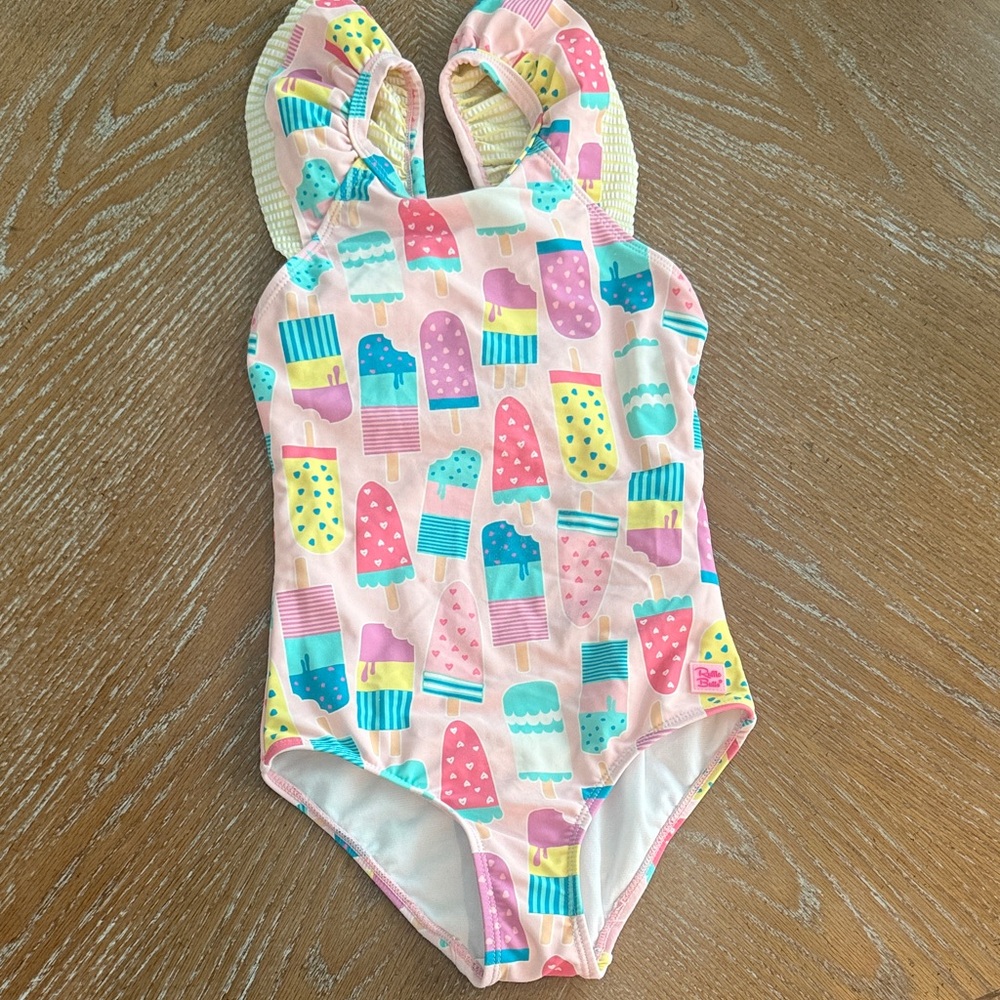 Ruffle Butts Girls Pink Popsicle One-Piece Swimsuit - Kids Swim